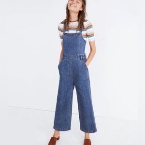 Madewell Tie Back Halter Cropped Denim Jumpsuit